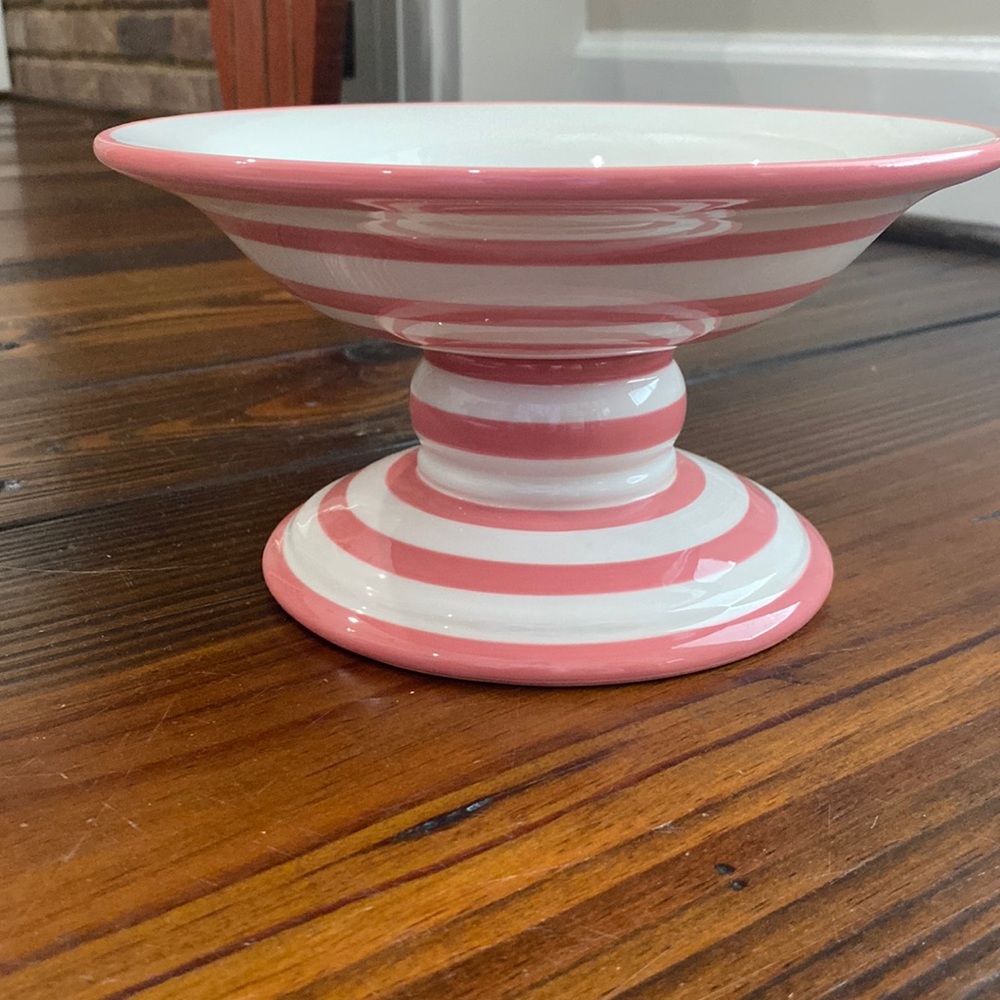 Pink and White Pedestal Bowl